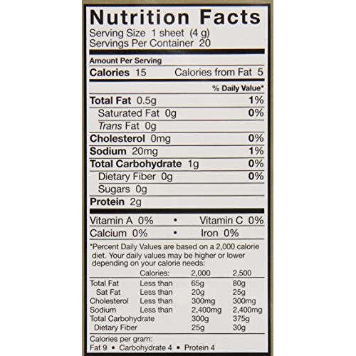 Yamamotoyama Sushi Soy Wrapper, Original, 20 Count