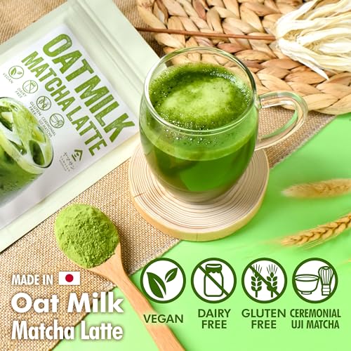 Japanese Oat Milk Matcha Latte, Uji Matcha Ceremonial Grade with...