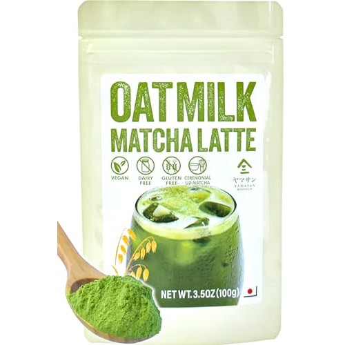 Japanese Oat Milk Matcha Latte, Uji Matcha Ceremonial Grade with...