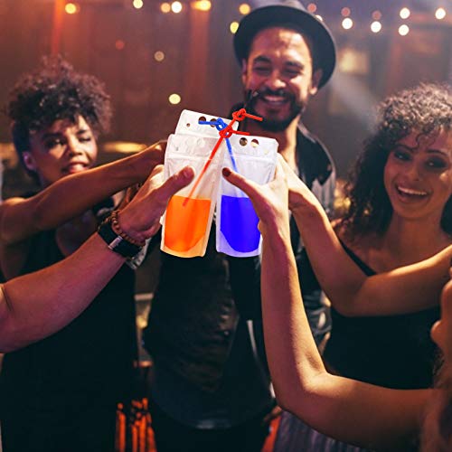 100PCs Drink Pouches with 100PCS Individual Wrapped Straws, Yamg...