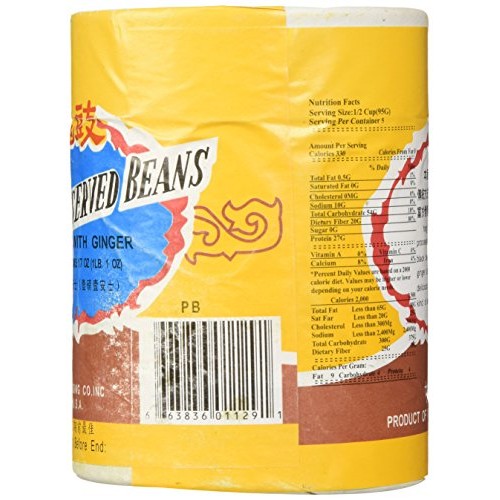 Yang Jiang Preserved Black Beans With Ginger, 1Lb.