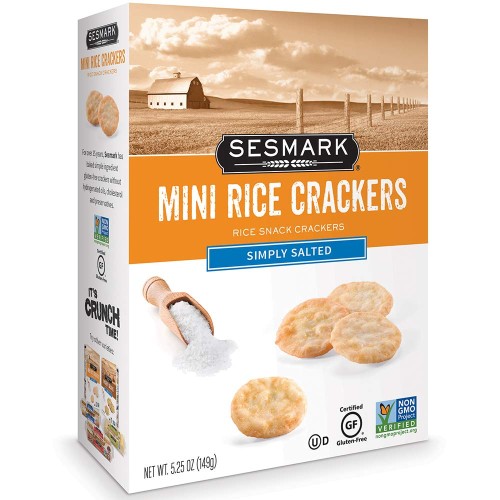 Sesmark Mini Rice Crackers, Simply Salted, 5.25 Ounce Pack Of 6