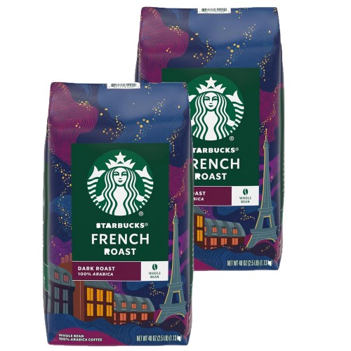 2 Packs Of 40 Oz Starbucks French Roast Whole Bean Coffee = 2 X