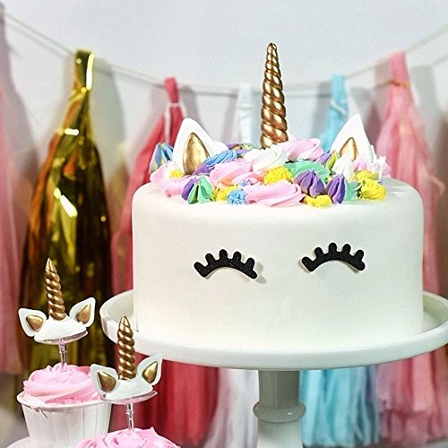 Yashell Topper, Reusable Gold Horn,Ears And Eyelashes Cake Value