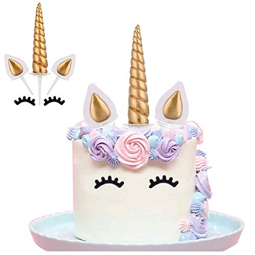 Yashell Topper, Reusable Gold Horn,Ears And Eyelashes Cake Value