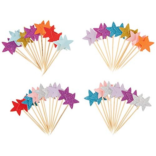 Yasheng Cupcake Toppers, 50 Pcs, Mix-Color Star