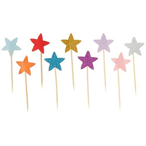 Yasheng Cupcake Toppers, 50 Pcs, Mix-Color Star