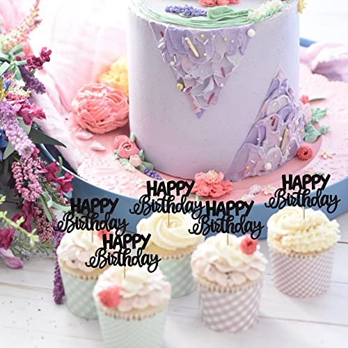 24 Pack Happy Birthday Cupcake Toppers Glitter Celebrating Birth