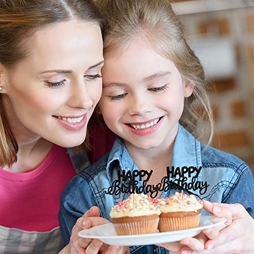 24 Pack Happy Birthday Cupcake Toppers Glitter Celebrating Birth