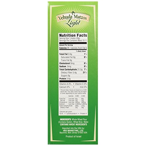 Yehuda Light Whole Wheat Bran Matzo 10.5Oz 3 Pack