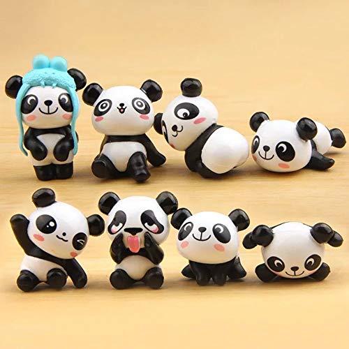 8 Pcs 1 Set Cute Panda Toys Figurines Playset, Cake Decoration