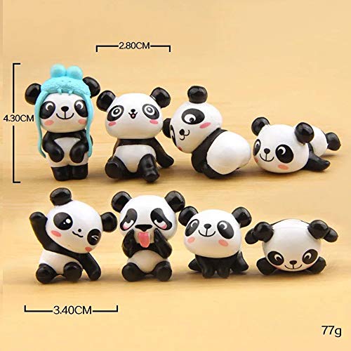 8 Pcs 1 Set Cute Panda Toys Figurines Playset, Cake Decoration
