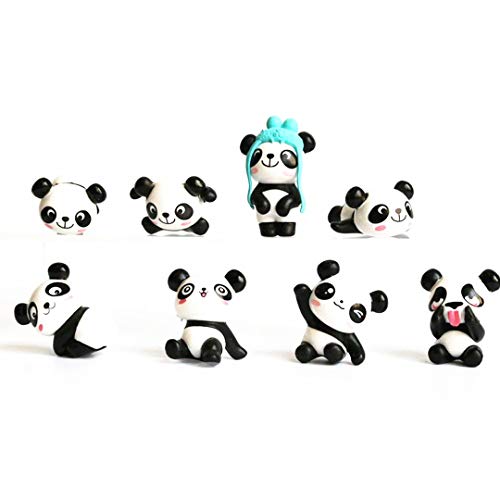8 Pcs 1 Set Cute Panda Toys Figurines Playset, Cake Decoration