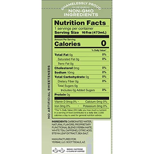 Yerbae Enhanced Sparkling Water, Natural Energy Drink With Yerba