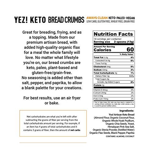 Yez! Artisan Keto Bread Crumbs - Clean Keto, Paleo, Vegan, Low-C