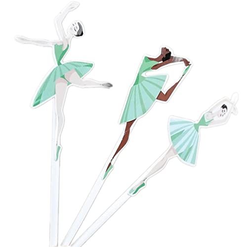 YiiiGoood 24 Pcs Mint Ballerina Cupcake Toppers Ballet Dancer Gi...