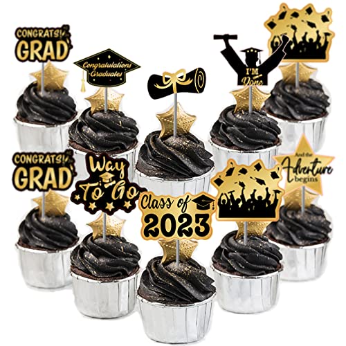 48 Pack Graduation Cupcake Toppers Class of 2023 Graduation Part...