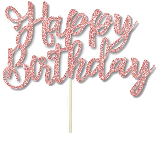 4 Pack Happy Birthday Cake Topper , Color 2 Glitter Gold And 2 R