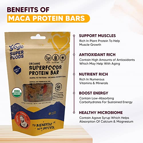 Yogi Super Foods Maca Protein Bars with Cacao for Healthy Energy...