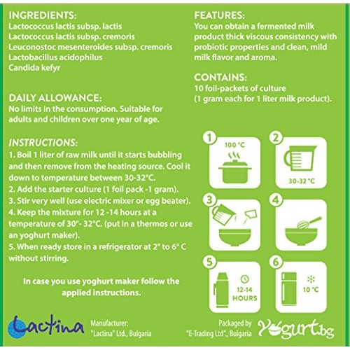 Ryazhenka /Baked Milk/ Yogurt.Bg Starter Culture By Lactina,Prob