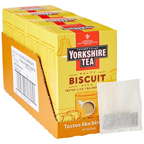 Yorkshire Tea Biscuit Brew Tea Bags, Pack Of 4 Total Of 160 Tea