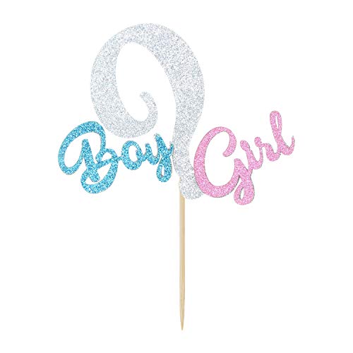 Glitter Boy Or Girl Cake Topper, Colorful Cake Decor For Baby Sh