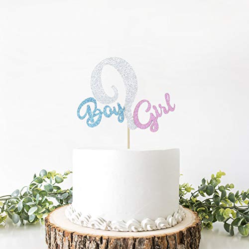 Glitter Boy Or Girl Cake Topper, Colorful Cake Decor For Baby Sh