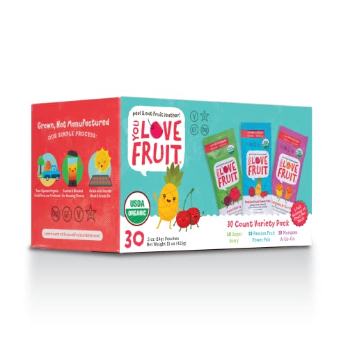 YOU LOVE FRUIT - Fruit Snacks Variety Pack 30 count, 100% Natura...