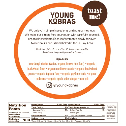 Young Kobras Organic, Gluten-Free Seeded Buckwheat Sourdough Bre...