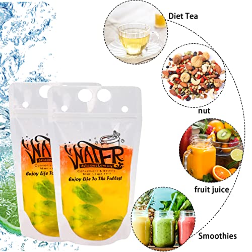 100 Pack Beverage Bags With 100 Straws Smoothie Bag Juice Bag, D...