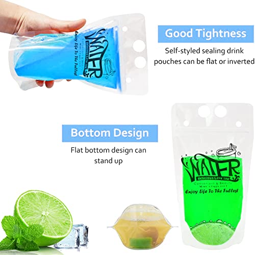 100 Pack Beverage Bags With 100 Straws Smoothie Bag Juice Bag, D...