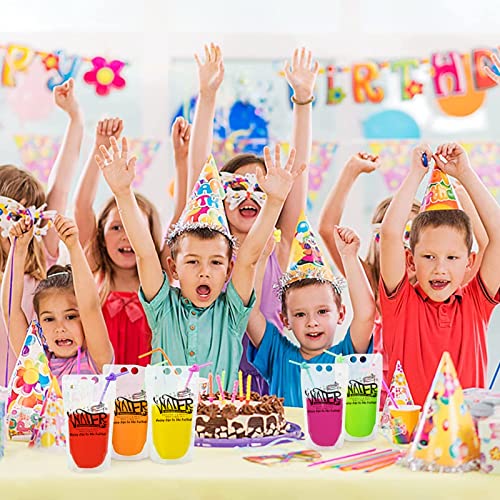 100 Pack Beverage Bags With 100 Straws Smoothie Bag Juice Bag, D...