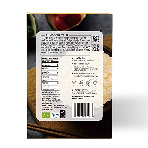 Yuho Organic Shirataki Konjac Pasta 8 Pack Inside, Vegan, Low Ca