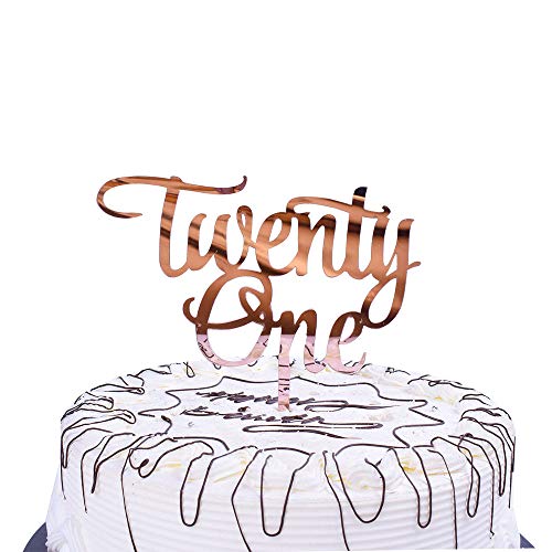 Yuinyo 21Th Birthday Cake Topper Champagne Gold 21Th Birthday Pa