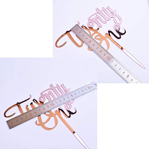 Yuinyo 21Th Birthday Cake Topper Champagne Gold 21Th Birthday Pa