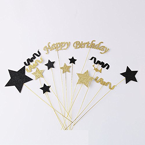 Yuinyo Handmade Black And Glod Glitter Pentacle Pentacle Cake To