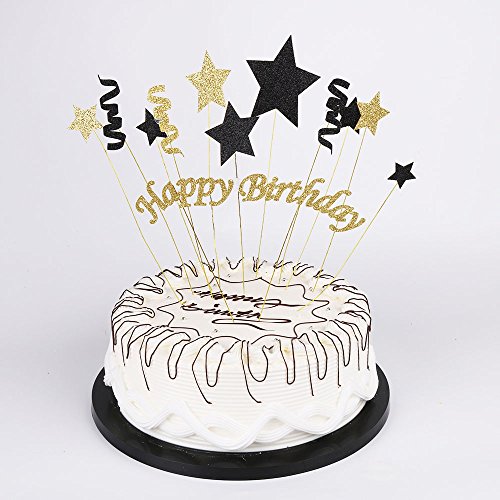 Yuinyo Handmade Black And Glod Glitter Pentacle Pentacle Cake To