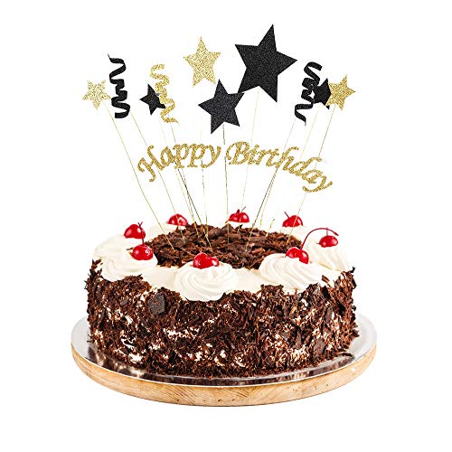 Yuinyo Handmade Black And Glod Glitter Pentacle Pentacle Cake To