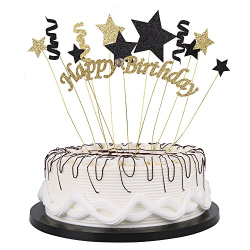 Yuinyo Handmade Black And Glod Glitter Pentacle Pentacle Cake To