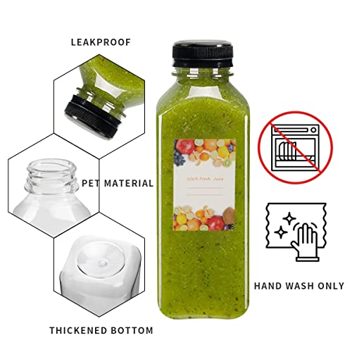 YULEER 24pcs 16oz Plastic Bottles with Caps, Take Out Bottles wi...