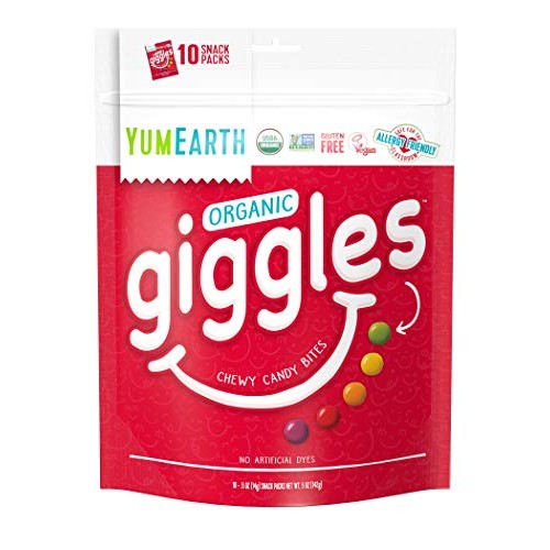 Giggles Organic Chewy Candy, Fruit Flavored Snack Packs