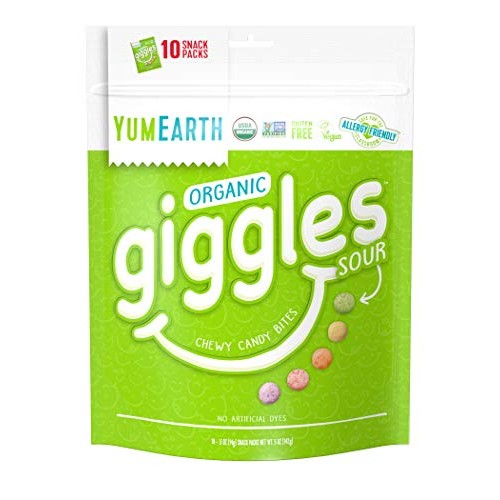 Giggles Organic Chewy Candy, Sour Flavored Snack Packs