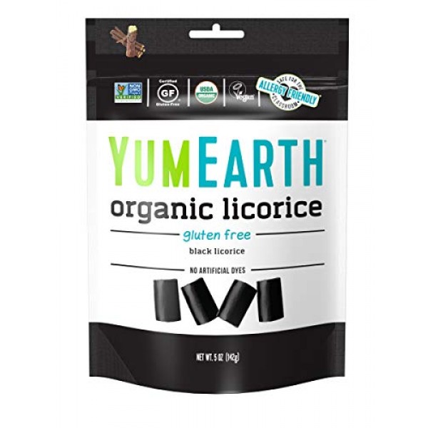 Yumearth Organic Gluten Free Licorice, Black Licorice, 5 Ounce,