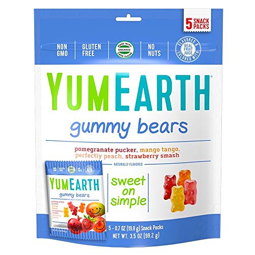 Yumearth Gluten Free Gummy Bears, Assorted Flavors, 5 Snack Pack