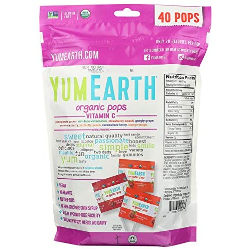 Yumearth, Organic Vitamin C Lollipops 40 Lollipops Per Pack, 8.5 Oz