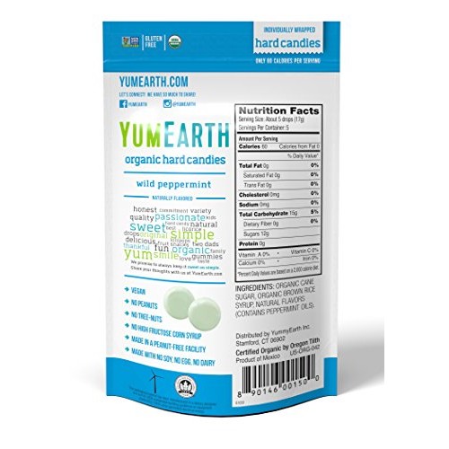 Yumearth Organic Wild Peppermint Hard Candy, 3.3 Ounce Pack Of 6