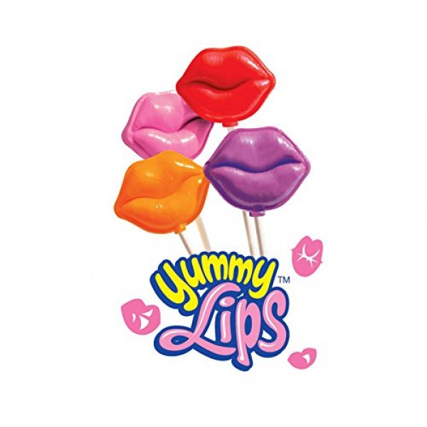 Valentine Yummy Lix Gourmet Yummy Lips Lollipops, Pack Of 24