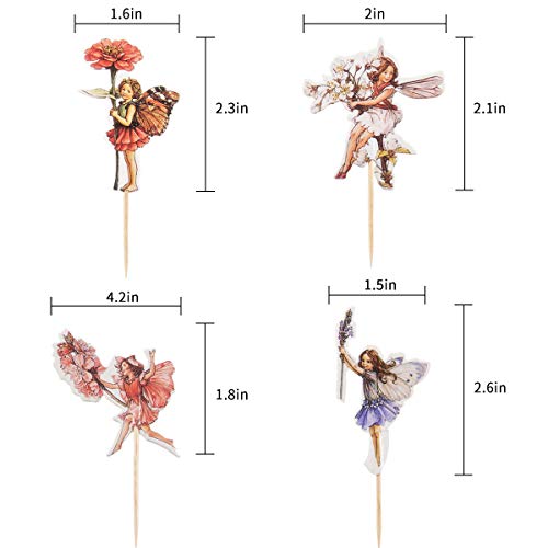 Yunko 24 Pcs Fairy Cupcake Toppers Fairy Cupcake Picks For Kids