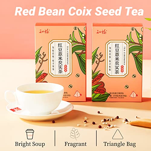 Red Bean Coix Seed Tea Bags, 5.3oz 30 Count Ormosia Red Bean Pea...