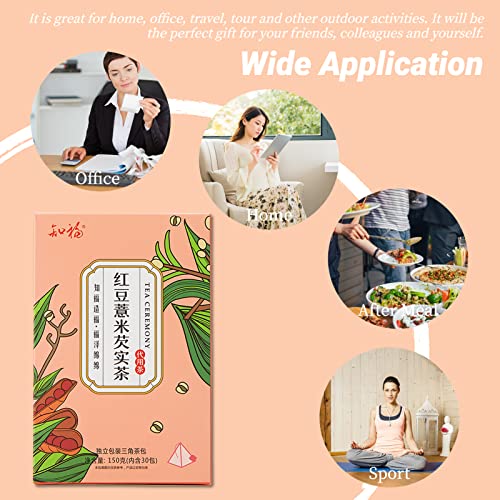 Red Bean Coix Seed Tea Bags, 5.3oz 30 Count Ormosia Red Bean Pea...